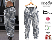 "Freda" Gabby Cargo Pants, fun baggy pants, zebra print, realistic folds Belleza, Legacy, Maitreya SLink, Rebirth, Tonic