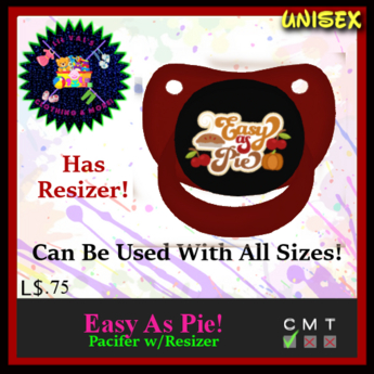 Second Life Marketplace - *LVD* Easy As Pie Pacifier/Binky (ALL SIZES)