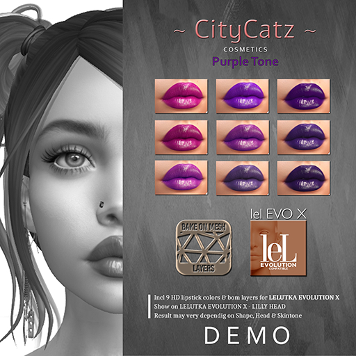 ~ CityCatz ~ LeLUTKA EvoX Lipstick #2 - Purple Tone DEMO