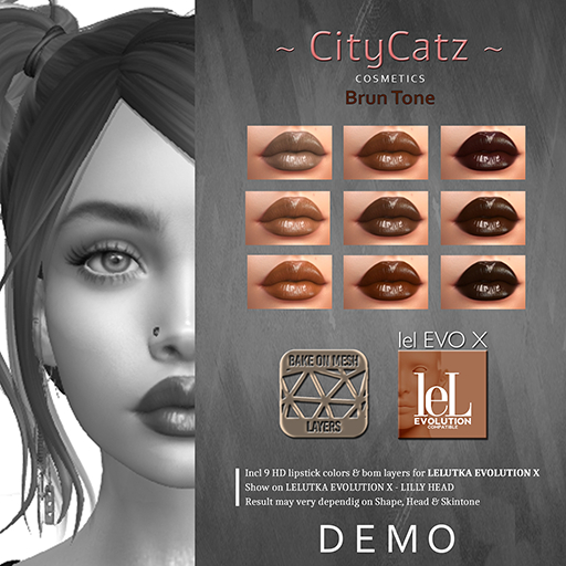 ~ CityCatz ~ LeLUTKA EvoX Lipstick #3 - Brun Tone DEMO