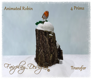 ~R~Robin Perched on a Snow Covered Tree Stump~