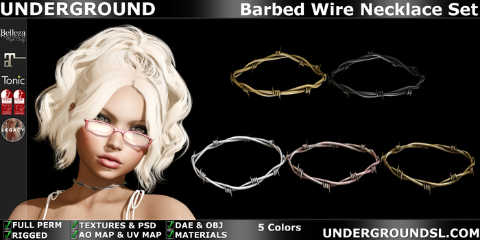 (UG) - Barbed Wire Necklace Set