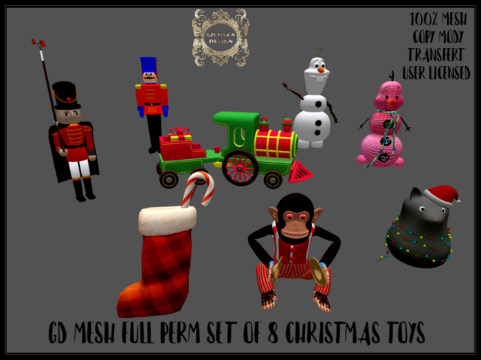 GD MESH FULL PERM SET OF 8 CHRISTMAS TOYS