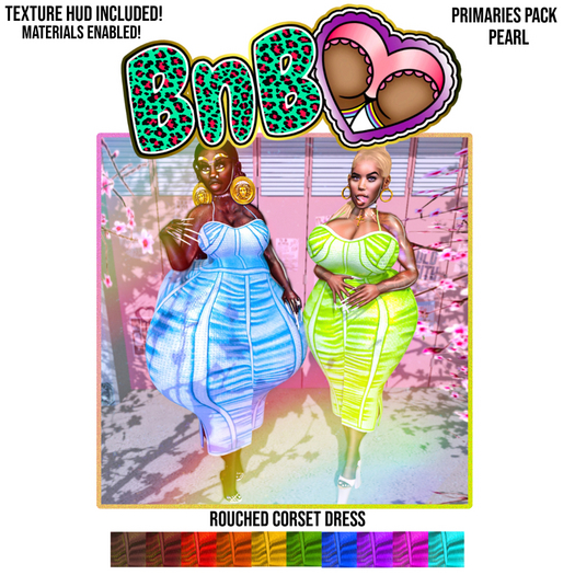 <3BnB<3 Rouched Corset Dress: Primaries [PEARL] (add me!)