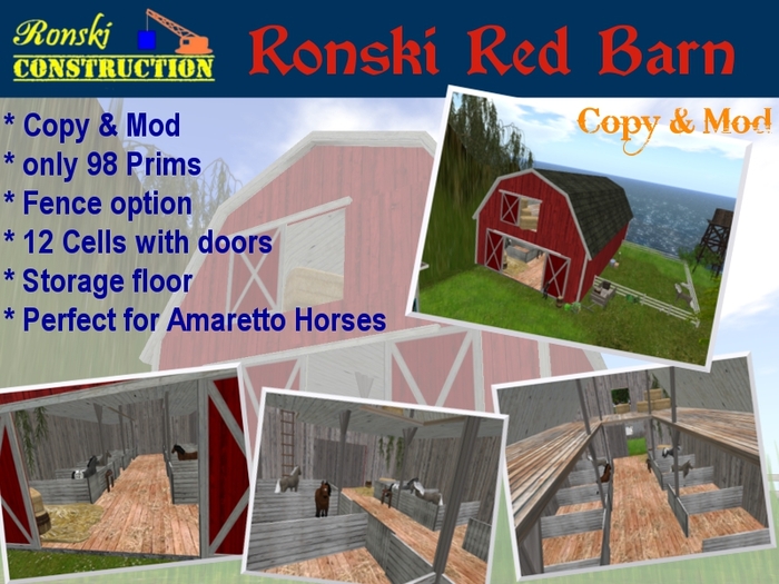Ronski Red Barn For Amaretto Horses 