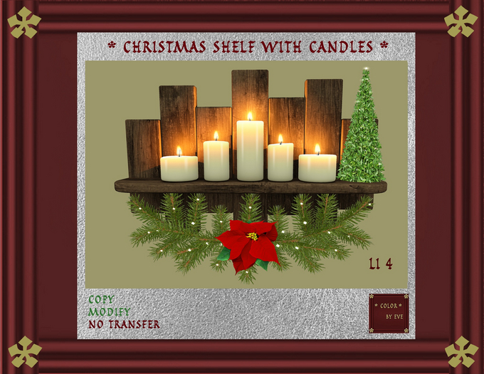 Christmas Shelf with Candles V6