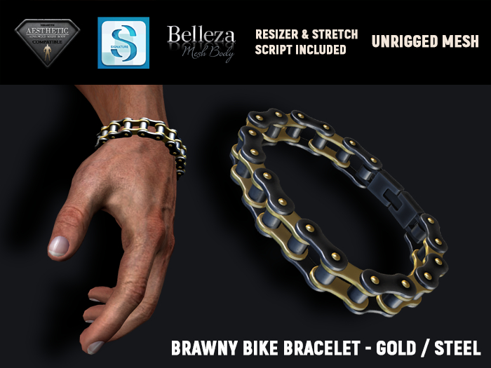 [7/11] Brawny Bike Bracelet - Gold / Steel