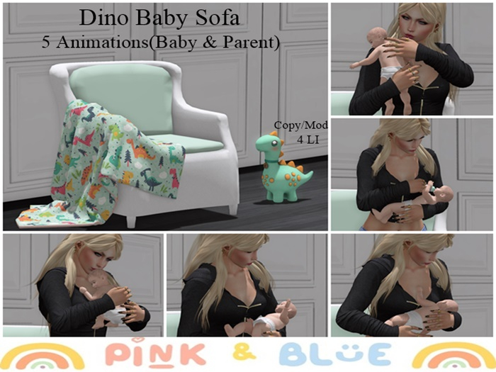 Dino Baby Sofa{Pink&Blue}For LullaBeebs
