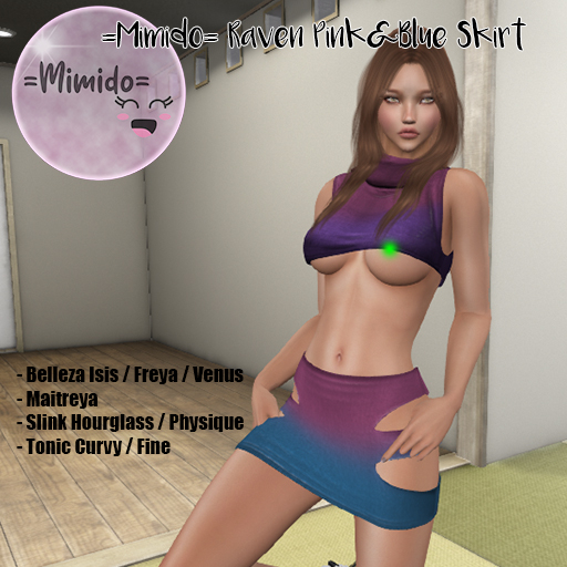=Mimido= Raven Pink&Blue Skirt