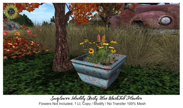 :SID: Rusty Blue Washtub Planter