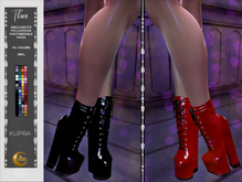 THORA High Block Heel Ankles Boots, Lace up, Latex PVC, 70+ colors, Inithium Kupra Mesh Body