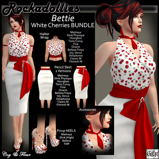 C&F Rockadolly BETTIE Outfit - White Cherries