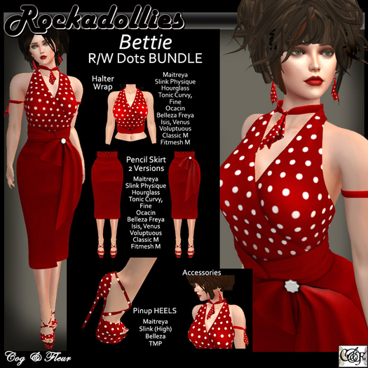 C&F Rockadolly BETTIE Outfit - Red w White Dots