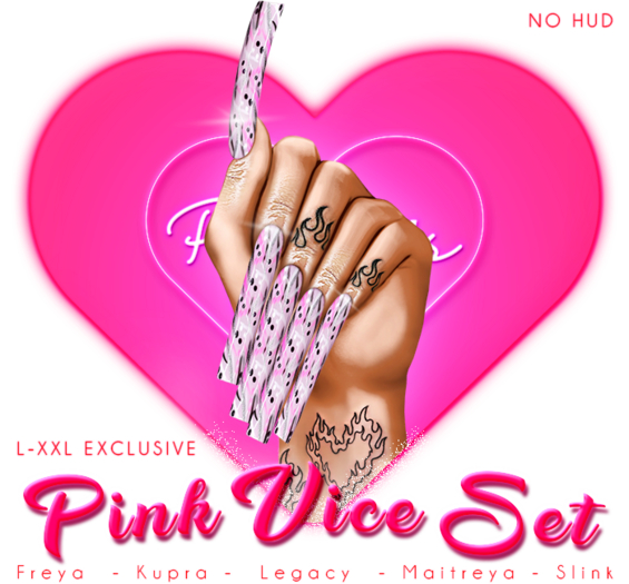 !! Pinky's Nails !! Pink Vice Set ' Square