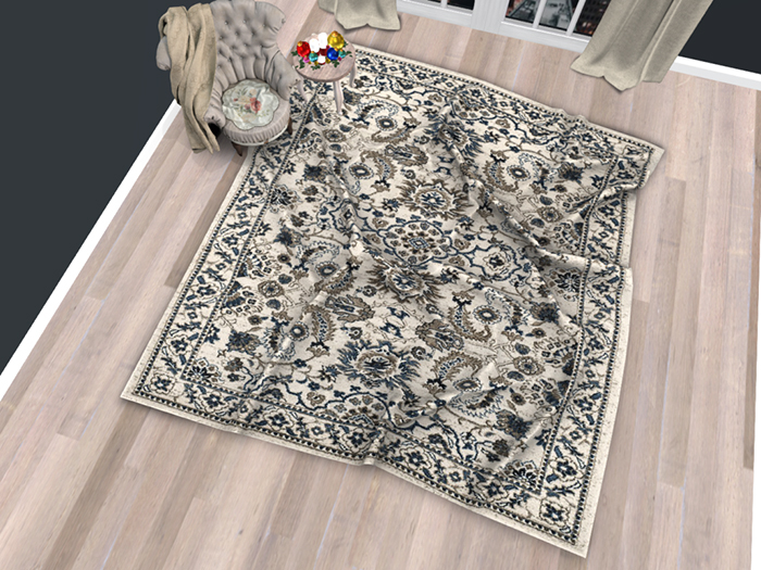 **PROMO 1L** Wrinkled White Blue Area Rug #40 