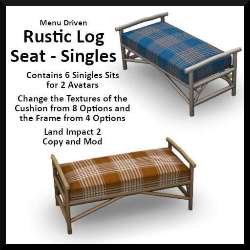 Menu Driven Rustic Log Seat - Singles