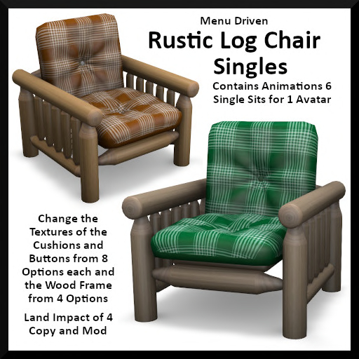 Menu Driven Rustic Log Chair - Single