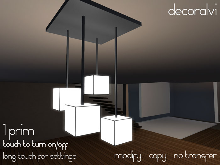 4 Descendingly Hanging Cubes Lamp -  1 prim - Copy Version