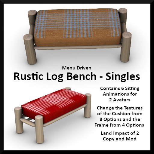 Menu Driven Rustic Log Bench - Singles