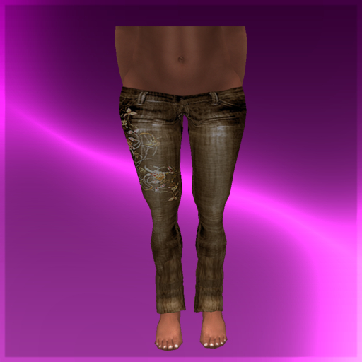 Bliss Couture - Rose Embroidered Jeans Coffee