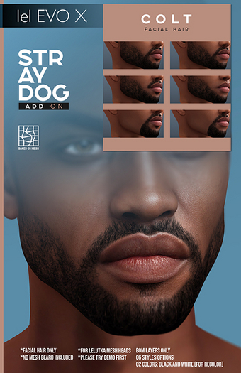 STRAY DOG ADD ON - COLT FACIAL HAIR - LELUTKA EVOX
