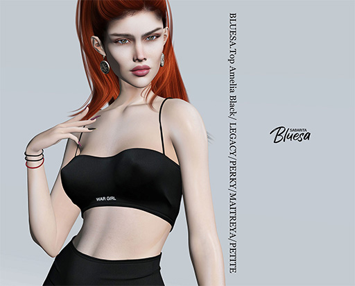 BLUESA.Top Amelia Black/ LEGACY/PERKY/MAITREYA/PETITE