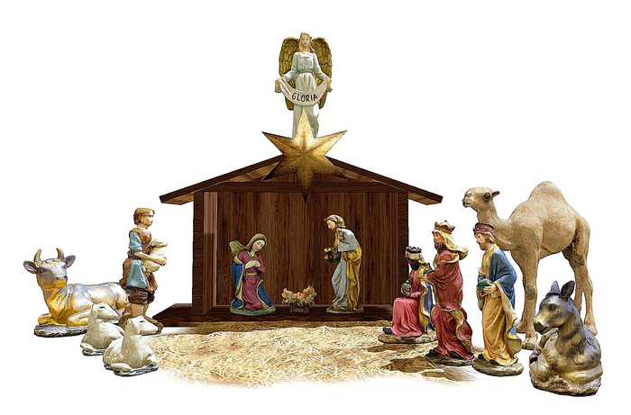 SN - Complete Nativity Set with Manger - Creche, Presepio