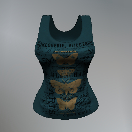 Teal Butterfly Slink Tank Top