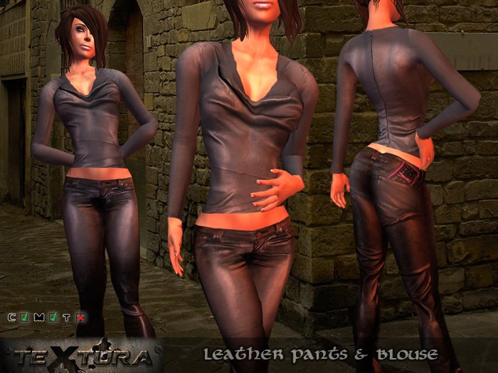 Leather pants & blouse
