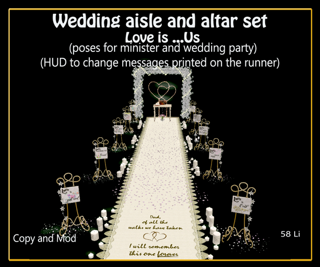 Love is...Us- Wedding aisle and altar set 
