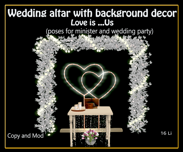 Love is...Us- Wedding altar with decorative background BOXED