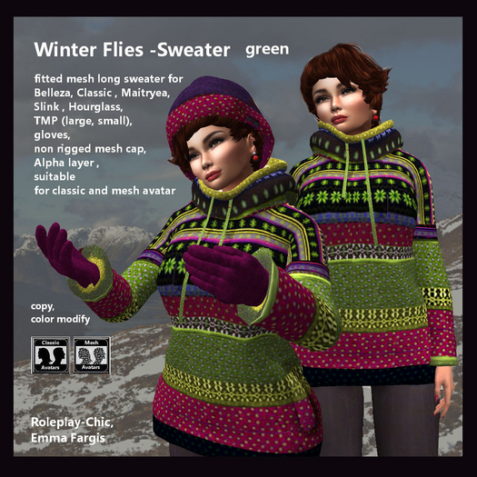 RP-Chic Winter Flies-Sweater green