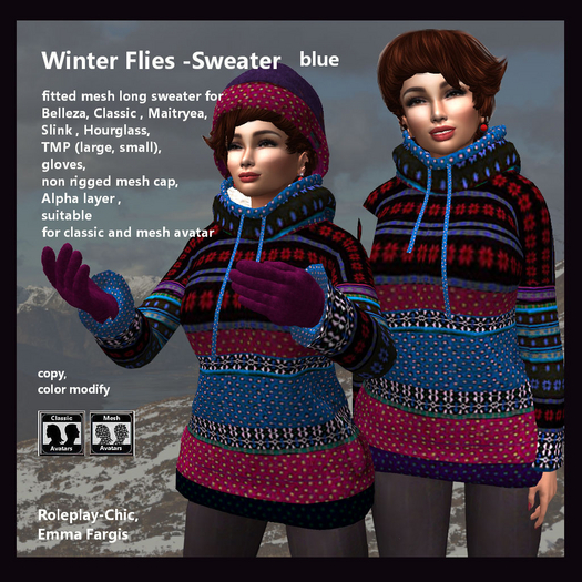 RP-Chic Winter Flies-Sweater blue