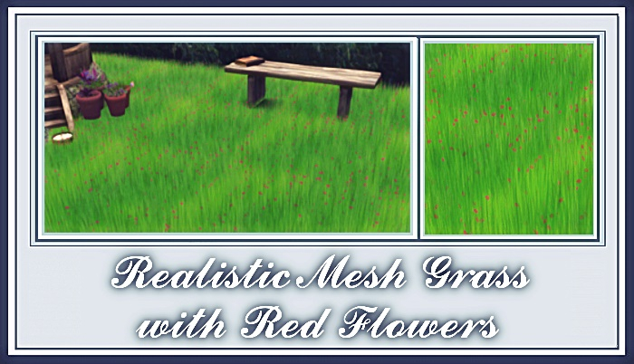 Realistic Grass.with Red Daisys