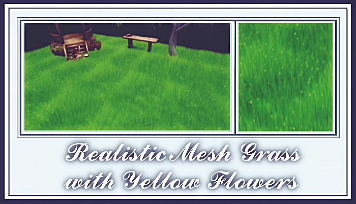 Realistic Grass.with Yellow Daisys
