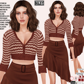 CROPPED CARDIGAN&ASYMETRIC SKIRT,CL&MESH BODY