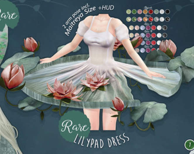 nani - dreamy pond - lilypad dress [maitreya] RARE + HUD