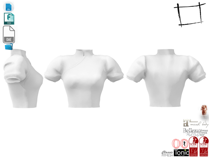 Dae Obj FBX For Women's Standing Collar Asian Top Slink,Maitreya, Belleza, Tonic, Legacy