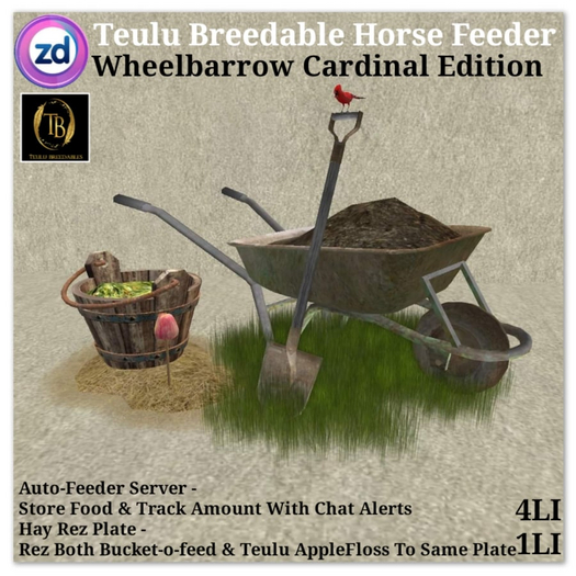 *ZD* Teulu Breedables Horse Feeder - Wheelbarrow v2 - Cardinal
