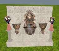 Roman Greek Bronze Lion Head TGA flat prim In-Wall Water Fountan with Bronze sconses