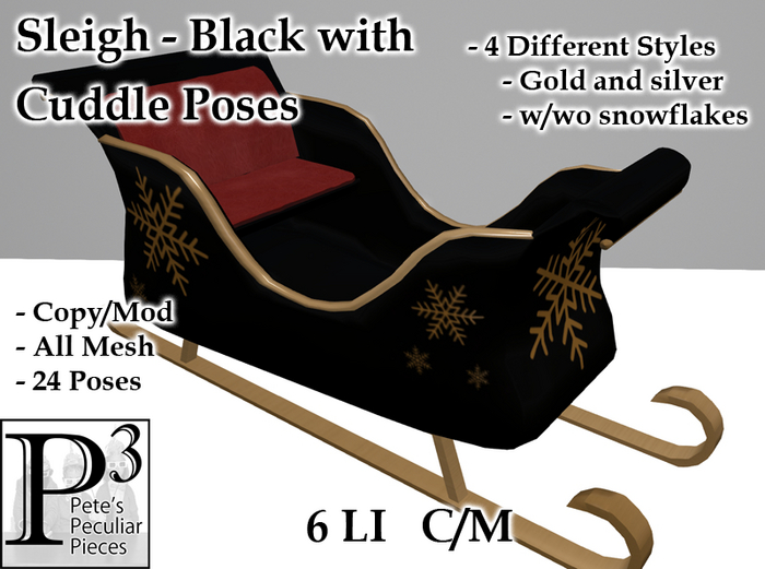 [P3] - Sleigh - Black - Cuddle Poses