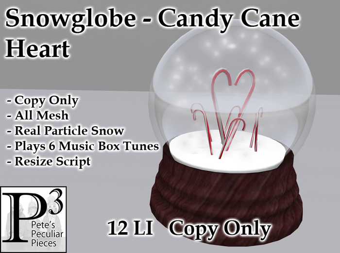 [P3] - Snowglobe - Candy Cane Heart