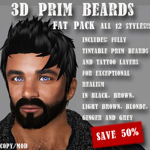 3D Prim Beards Fat Pack