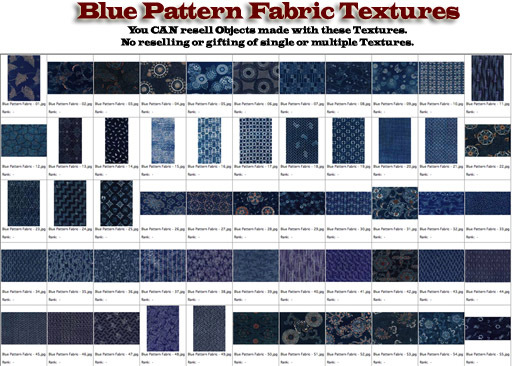 Shabby Chic Blue Patterned Fabrics - asian looking
