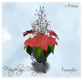 ~Red Poinsettia Sprinkled with Gold Glitter in Art Deco Pot