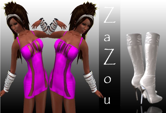 Zazou Mini Dress 2 Sets Lace & without Lace Pink