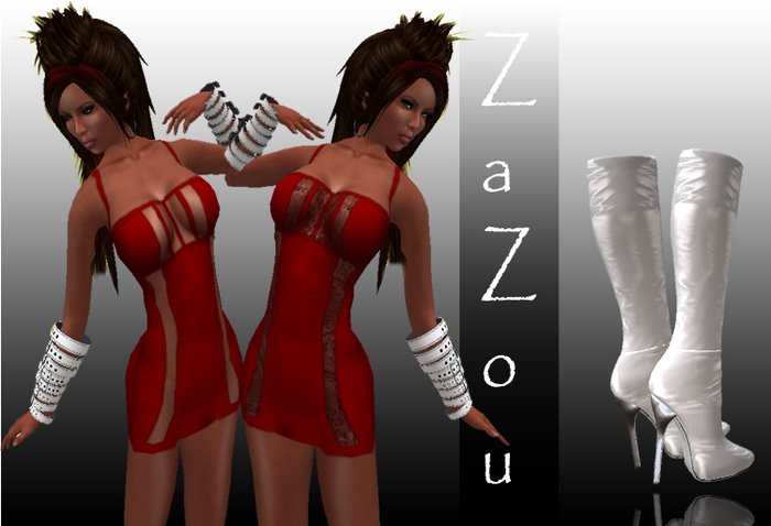 Zazou Mini Dress 2 Sets Lace & without Lace Red