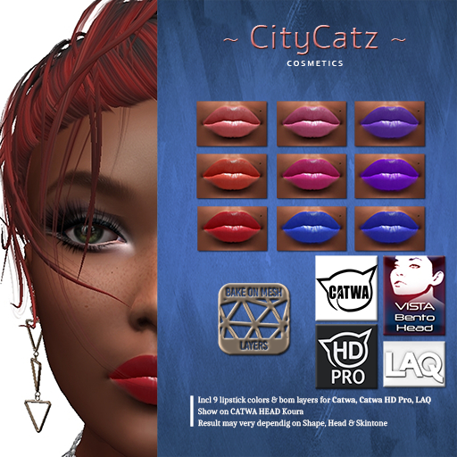 ~ CityCatz ~ BOM Catwa+HD+LAQ Lipstick #1