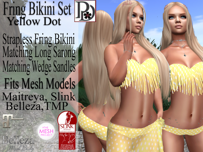 !PD-FringBikini YelloDot Set