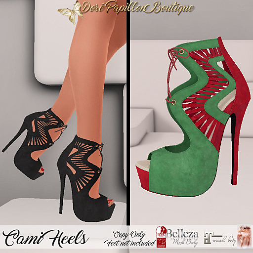 DPB Cami Heels - Green & Red *Maitreya, Slink, Belleza, Legacy*
